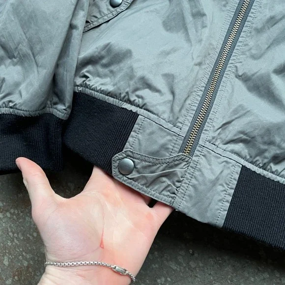Wallace & Barnes Mens Gray Nylon Cotton MA-1 Military Bomber Jacket XL Talon Zip - Picture 6 of 11